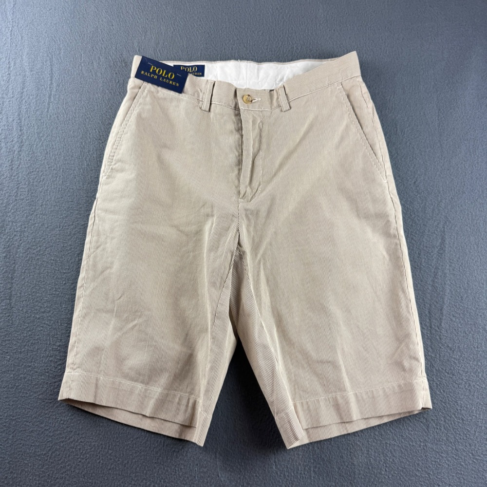 Polo Ralph Lauren Shorts Men's 29 Brown Striped Chino Stretch Seersucker NEW